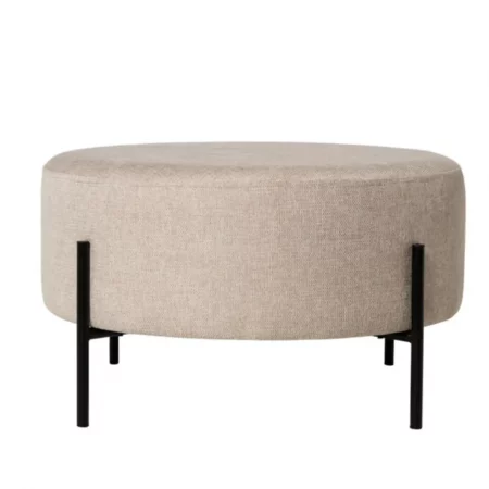 Puff Camilo Redondo Tapizado Color Beige con Patas Metálicas - SomCasa (3)