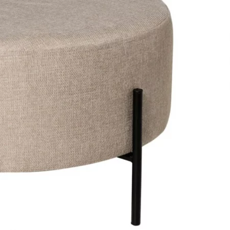 Puff Camilo Redondo Tapizado Color Beige con Patas Metálicas - SomCasa (5)