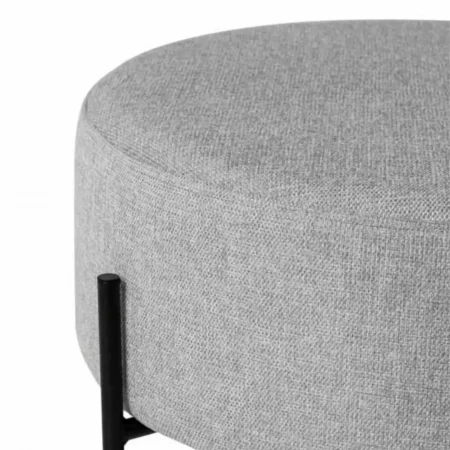 Puff Camilo Redondo Tapizado Color Gris con Patas Metálicas - SomCasa (4)