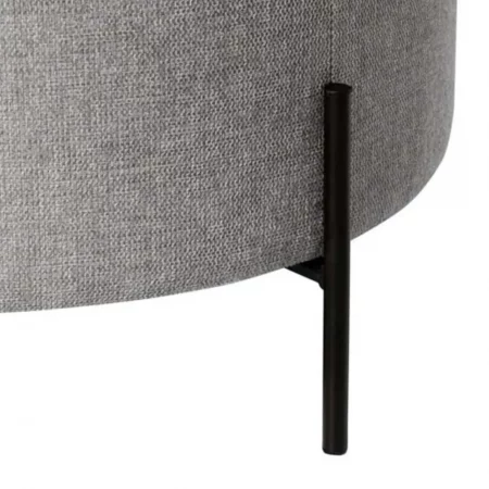 Puff Camilo Redondo Tapizado Color Gris con Patas Metálicas - SomCasa (5)