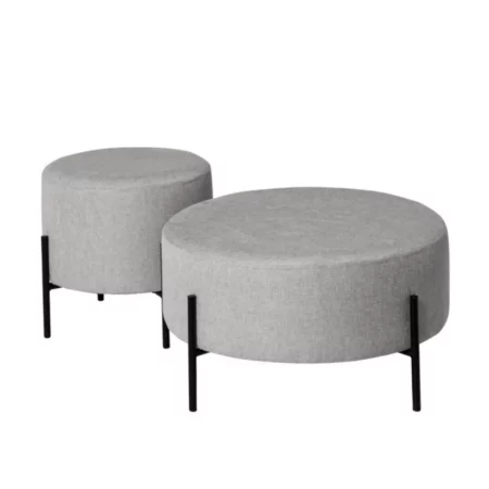 Puff Camilo Redondo Tapizado Color Gris con Patas Metálicas - SomCasa (6)