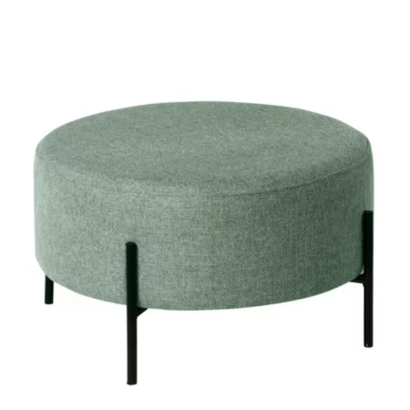 Puff Camilo Redondo Tapizado Color Menta con Patas Metálicas - SomCasa (1)