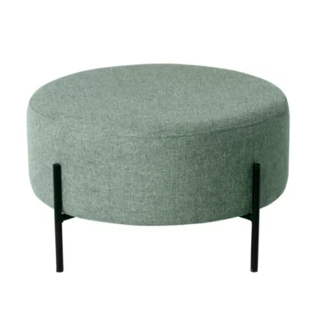 Puff Camilo Redondo Tapizado Color Menta con Patas Metálicas - SomCasa (2)