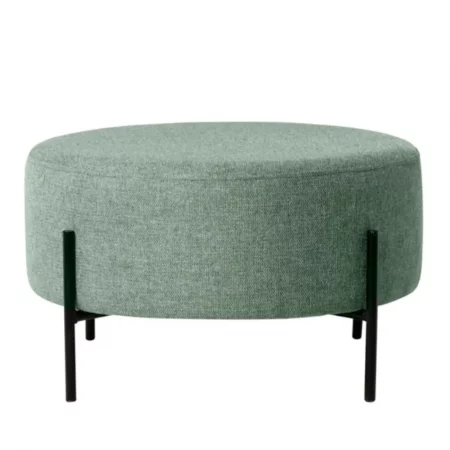 Puff Camilo Redondo Tapizado Color Menta con Patas Metálicas - SomCasa (3)
