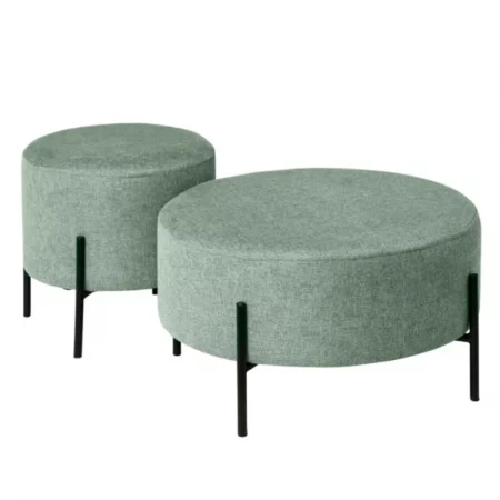 Puff Camilo Redondo Tapizado Color Menta con Patas Metálicas - SomCasa (6)