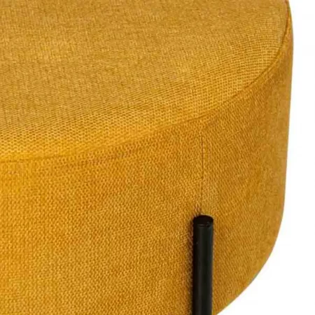 Puff Camilo Redondo Tapizado Color Mostaza con Patas Metálicas - SomCasa (4)