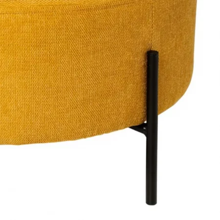 Puff Camilo Redondo Tapizado Color Mostaza con Patas Metálicas - SomCasa (5)