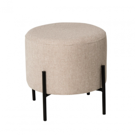 Puff Herman Redondo Tapizado Color Beige con Patas Metálicas - SomCasa (1)