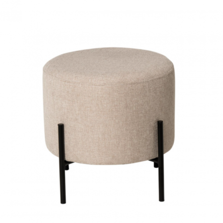 Puff Herman Redondo Tapizado Color Beige con Patas Metálicas - SomCasa (2)