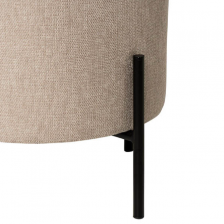 Puff Herman Redondo Tapizado Color Beige con Patas Metálicas - SomCasa (4)