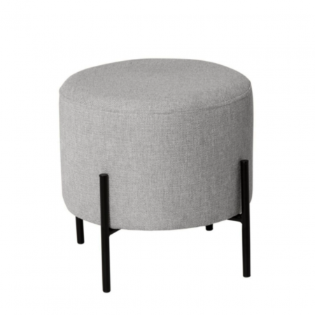 Puff Herman Redondo Tapizado Color Gris con Patas Metálicas - SomCasa (1)