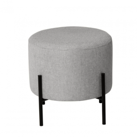 Puff Herman Redondo Tapizado Color Gris con Patas Metálicas - SomCasa (2)
