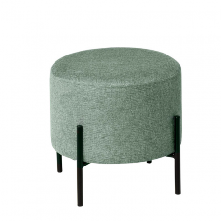 Puff Herman Redondo Tapizado Color Menta con Patas Metálicas - SomCasa (1)