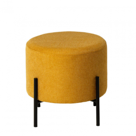 Puff Herman Redondo Tapizado Color Mostaza con Patas Metálicas - SomCasa (2)