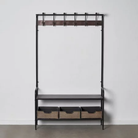 RECIBIDOR PERCHERO NEGRO-MARRÓN METAL 111 X 37 X 185 CM-1