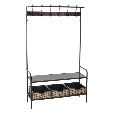 RECIBIDOR PERCHERO NEGRO-MARRÓN METAL 111 X 37 X 185 CM-2