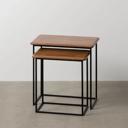 S2 MESITAS MARRÓN-NEGRO MADERA-METAL 60 X 40 X 60 CM-1