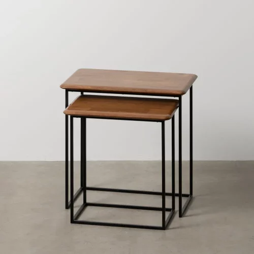 S2 MESITAS MARRÓN-NEGRO MADERA-METAL 60 X 40 X 60 CM-1