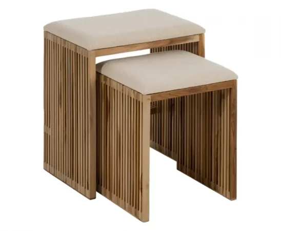 Set 2 Banquetas Madera de Teca Natural 50x34x60 Cm - IXIA (7)