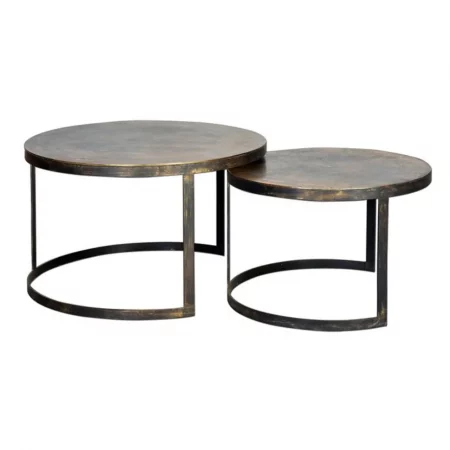 Set 2 Mesas Centro Nido Redondas Tapa y Patas Metal Diámetro 7666 Cm - Giner y Colomer (4)