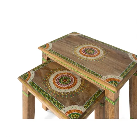 Set 2 Mesas Nido Madera de Mango Pintadas a Mano - Giner y Colomer (1)