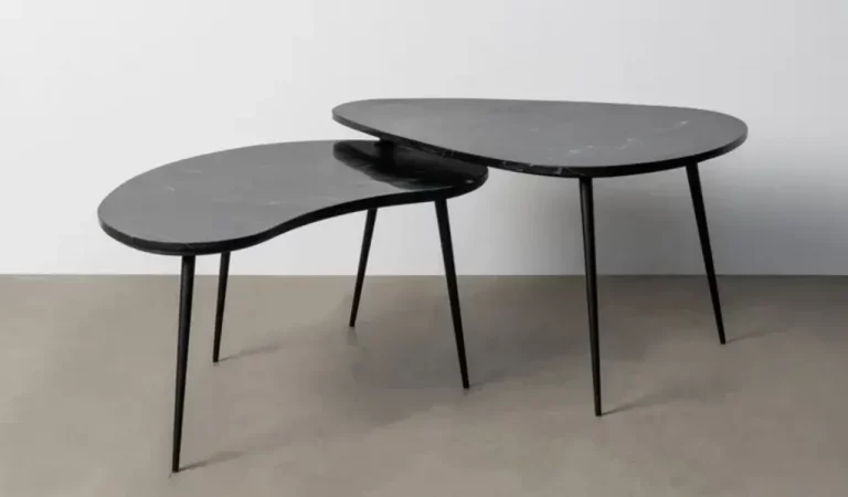 Set 2 Mesas de Centro Hierro y Marmol 87x59x47 Cm - IXIA (1)