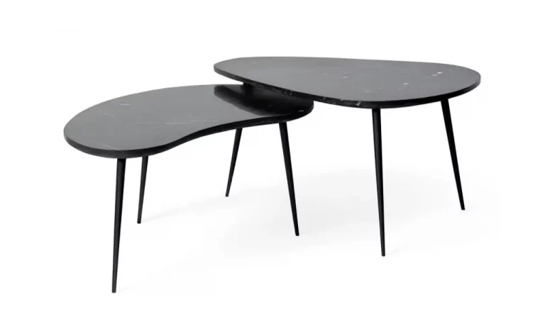 Set 2 Mesas de Centro Hierro y Marmol 87x59x47 Cm - IXIA (3)