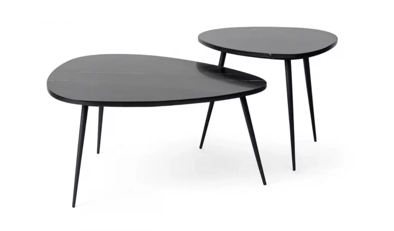 Set 2 Mesas de Centro Hierro y Marmol 87x81x41 Cm - IXIA (1)
