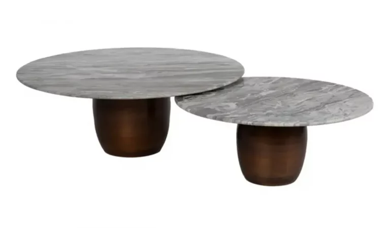 Set 2 Mesas de Centro Mader de Mango y Marmol 100x100x41 cm - IXIA (7)