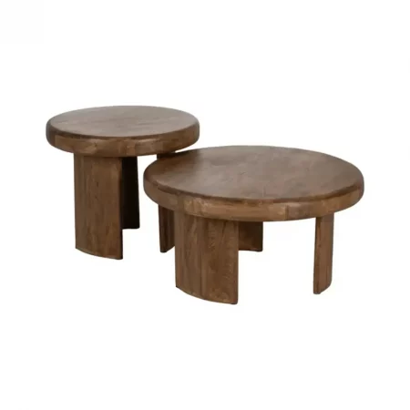 Set 2 Mesas de Centro Marrón Madera Mango - IXIA (6)