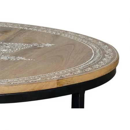 Set 2 Mesitas Centro Nido Redondas Tapa Madera Mango Patas Metal Diámetro 8060 Cm - Giner y Colomer (5)