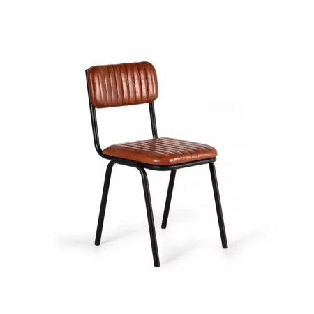Set 2 Sillas Tapizadas Piel Vacuno y Patas Metal 43x55x82 Cm - Giner y Colomer (1)