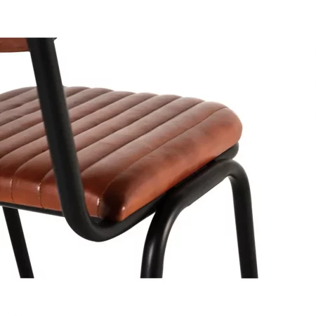 Set 2 Sillas Tapizadas Piel Vacuno y Patas Metal 43x55x82 Cm - Giner y Colomer (4)