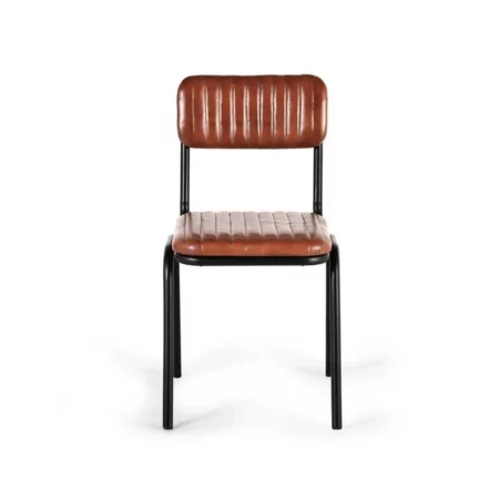 Set 2 Sillas Tapizadas Piel Vacuno y Patas Metal 43x55x82 Cm - Giner y Colomer (6)