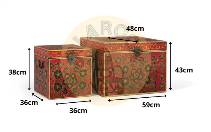 Set de 2 Baúles Decorativos de Madera de Mango Pintados a Mano-MOVIL (2)