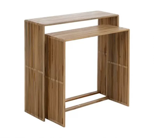 Set de 2 Consolas Madera de Teca Natural 85x30x86 Cm - IXIA (1)