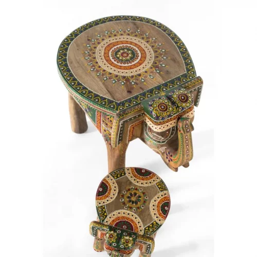 Set de 2 Figuras de Elefante Madera de Mango Pintadas y Talladas a Mano - Giner y Colomer (3)