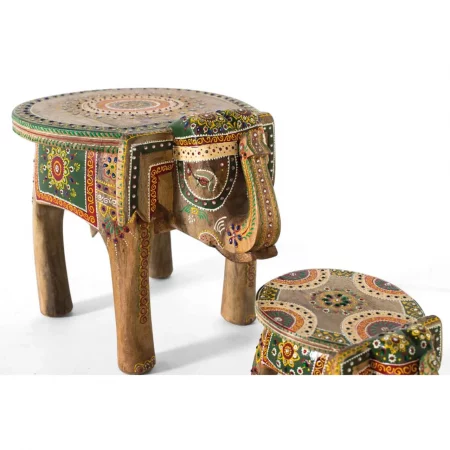 Set de 2 Figuras de Elefante Madera de Mango Pintadas y Talladas a Mano - Giner y Colomer (4)