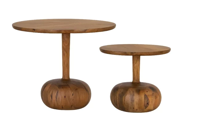 Set de 2 Mesas Auxiliares de Madera Maciza de Mindi-MOVIL (1)