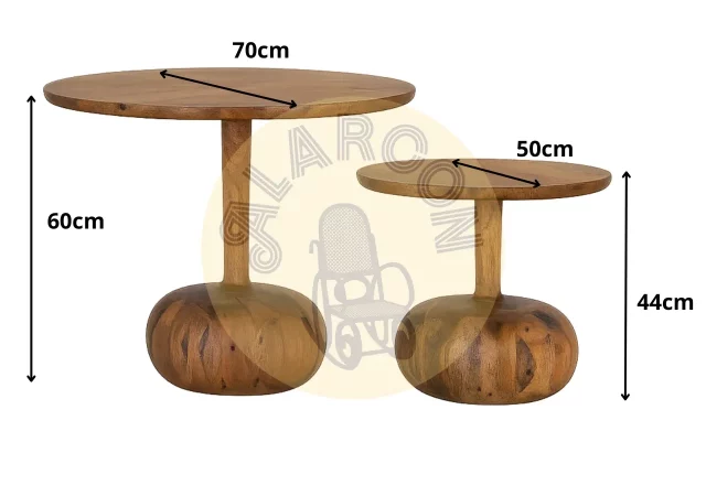Set de 2 Mesas Auxiliares de Madera Maciza de Mindi-MOVIL (2)