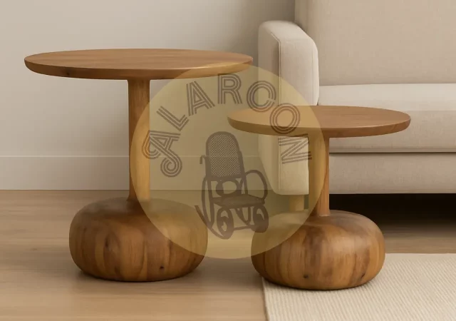 Set de 2 Mesas Auxiliares de Madera Maciza de Mindi-MOVIL (3)