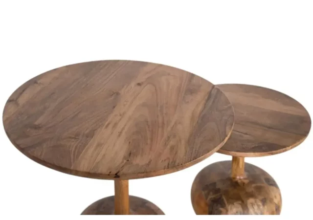 Set de 2 Mesas Auxiliares de Madera Maciza de Mindi-MOVIL (4)