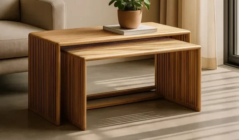 Set de 2 Mesas de Centro Mader de Teca 85x35x41 Cm - IXIA (4)