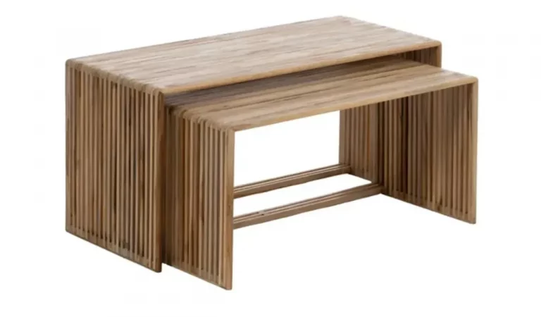 Set de 2 Mesas de Centro Mader de Teca 85x35x41 Cm - IXIA (6)