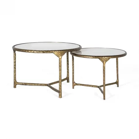 Set de 2 Mesas de Centro Redondas de Hierro y Mármol - Giner y Colomer (1)
