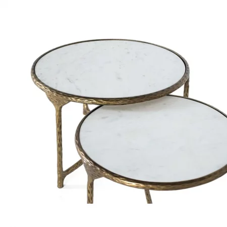 Set de 2 Mesas de Centro Redondas de Hierro y Mármol - Giner y Colomer (2)
