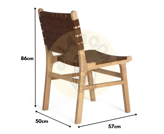 Set de 2 Sillas Madera de Caucho Natural y Marron 50x57x86 Cm - Giner y Colomer (1)