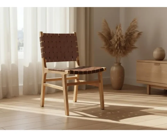 Set de 2 Sillas Madera de Caucho Natural y Marron 50x57x86 Cm - Giner y Colomer (2)