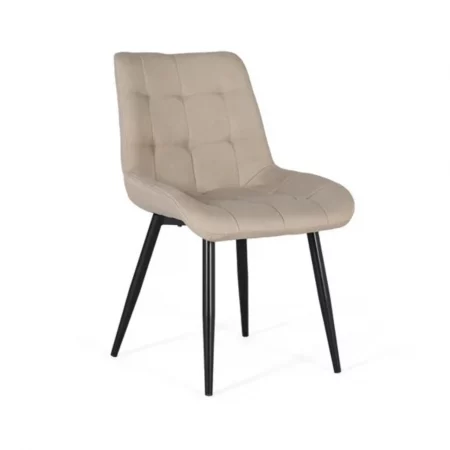 Set de 2 Sillas Tapizada y Acolchado en Tela Beige y Patas de Acero - Giner y Colomer (1)