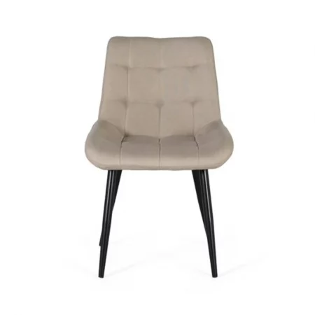 Set de 2 Sillas Tapizada y Acolchado en Tela Beige y Patas de Acero - Giner y Colomer (2)